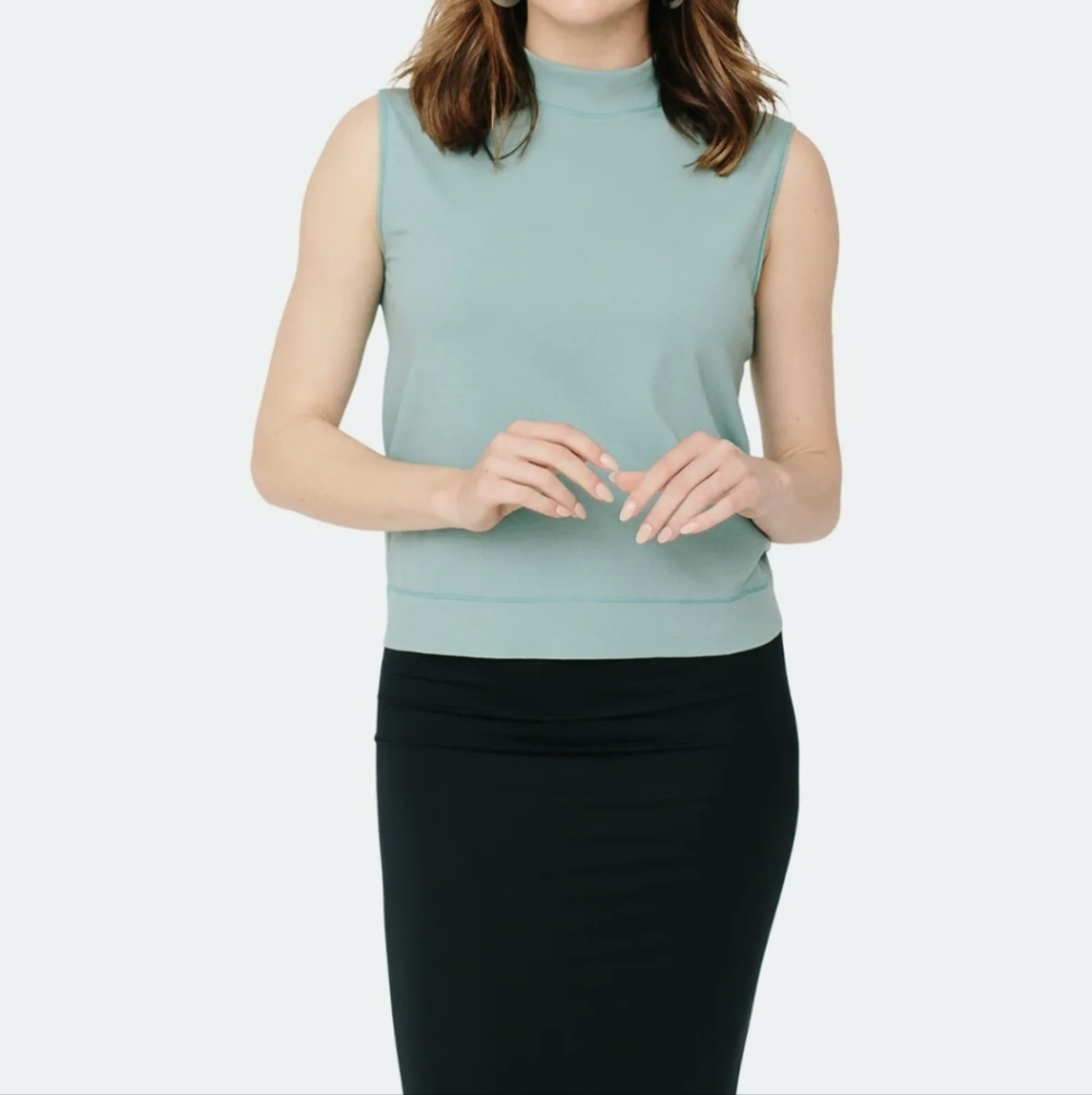 Epoque Evolution Organic Cotton Mock Neck Knit Top XS Sleeveless Layering